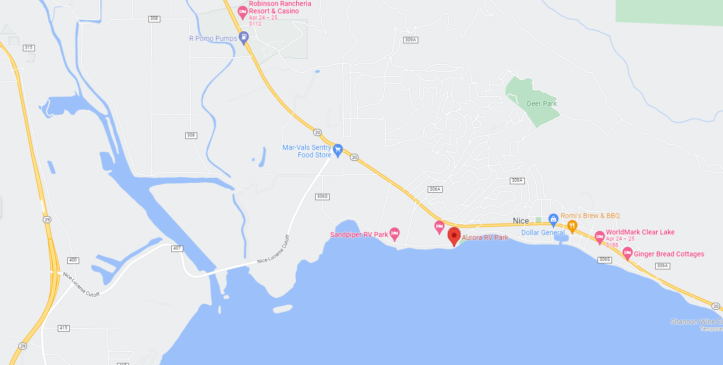 Aurora RV Park Nice California Map in Upper Lake California RV Park and Marina